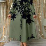 Ženska plus size elegantna tunika sa V izrezom, nasumični print