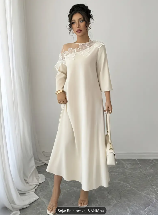 Elegantna ženska prolećna/letnja haljina sa čipkom