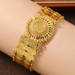 Elegantni 24K zlatni prekriveni dvostruki narukvica sa dizajnom sunflower