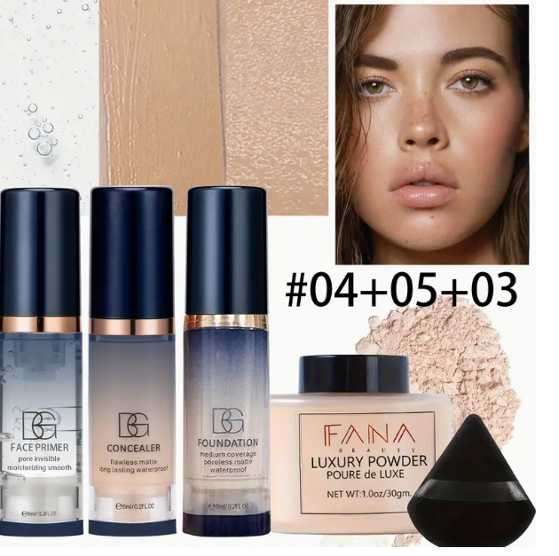 5 komada/Set Primer + Korektor + Tekući Puder + Prah za Kontrolu Masnoće